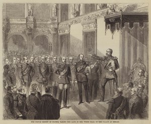 Der Prinzregent von Preußen legt den Eid in der Weißen Halle des Palastes in Berlin ab von Gustave Janet