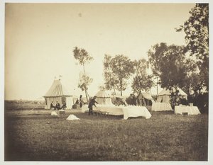 Vorbereitung des Kaisertisches, Camp de Châlons, 1857 von Gustave Le Gray