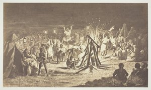 Ohne Titel [Gemälde der Lagerfeuer im Camp de Chalons von Bénédict Masson], 1857 von Gustave Le Gray