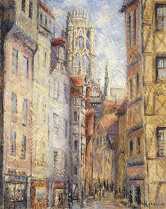 Rouen, eine Straße bei der Kirche, ca. 1920