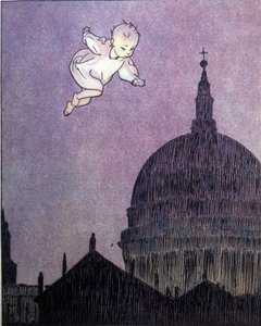 Illustration für „La storia di Peter Pan“, Märchen von James Matthew Barrie (J. M. Barrie) von Gustavo Gustavino Rosso