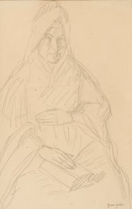 Studie für Mere Poussepin am Tisch sitzend, ca. 1915 von Gwen John