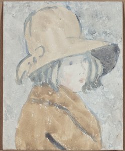 Studie eines kleinen Mädchens mit breitem Hut von Gwen John