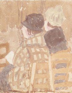 Zwei Frauen sitzen in der Kirche von Gwen John