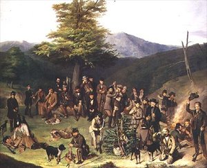 Jagdgesellschaft in den Gerecse-Bergen, 1859 von Gyorgyi Giergl Alajos
