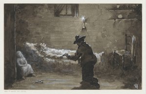 Mann kniet am Bett einer Frau von H.C. Louwerse (signed by artist)