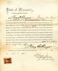 Loyalitätseid von Henry C. Yaeger aus Missouri, County of St. Louis