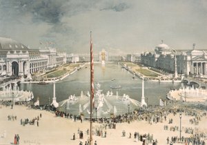 Die Weltausstellung von Chicago, Blick nach Osten vom MacMonnies-Brunnen zum Ehrenhof und Großen Becken, Chicago, Illinois, 1893 von H.D. Nichols