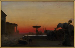 Ein Platz in Ariccia, Italien. Nach Sonnenuntergang von H.J. Hammer