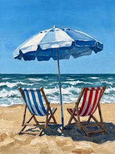Sonnige Strandstühle