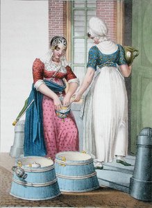 Eine Amsterdamer Dienerin und eine lokale Milchmagd, Illustration aus 