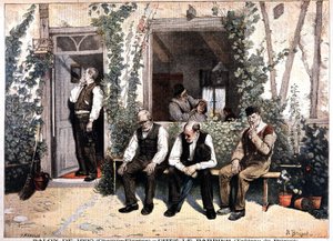 Barbier. Lithografie nach dem Gemälde von Brispot, Ausstellung von 1895 auf den Champs Elysees. In „Le Petite Journal“ vom 26. Mai