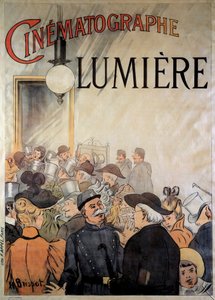 Plakat für den Kinematographen der Brüder Lumière im Grand Café im Dezember 1895 (Illustration) von H. Brispot