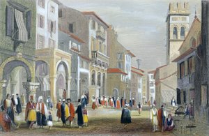 Die königliche Straße, Korfu (farbige Gravur)