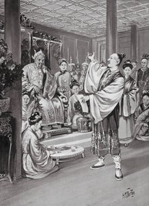 Li Po rezitiert vor dem Kaiser (Lithografie) von H. M. (after) Burton