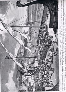 Carausius ergreift die Flotte in Boulogne, Illustration aus 