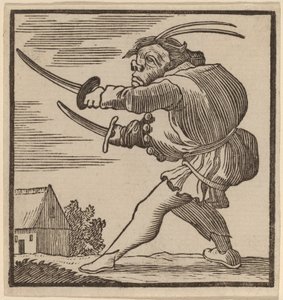 Buckliger mit zwei Schwertern von H. Numan after Jacques Callot
