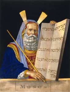 Moses hält die Gesetzestafeln - Illustration von H. Schile von H. Schile