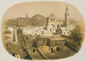 Kirche des Heiligen Grabes in Jerusalem. Radierung von Stelzner - Steinkopk J.F. Editore