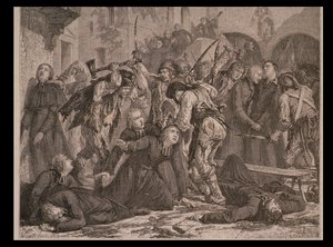 Das Massaker an den Priestern im September 1792, graviert von Charles Maurand
