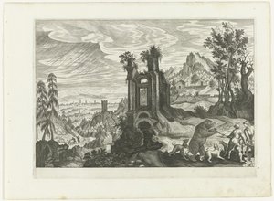 Landschaft mit Bärenjagd von H. van Schuppen