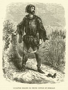 Gulliver beginnt, wenig von sich zu halten (Gravur) von after Hablot Knight Browne