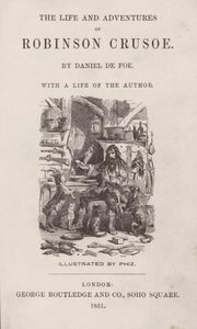 Titelseite für Das Leben und die Abenteuer von Robinson Crusoe von after Hablot Knight Browne