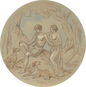 Eines von achtzehn Designs für eine Serie von Platten, die Venus und Adonis illustrieren von Hablot Knight Browne