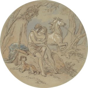 Eines von achtzehn Designs für eine Serie von Platten, die Venus und Adonis illustrieren von Hablot Knight Browne