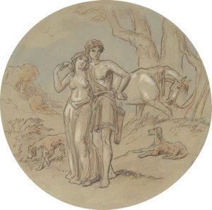 Eines von achtzehn Designs für eine Serie von Platten, die Venus und Adonis illustrieren von Hablot Knight Browne