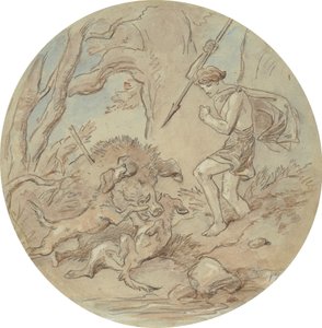 Eines von achtzehn Designs für eine Serie von Platten, die Venus und Adonis illustrieren