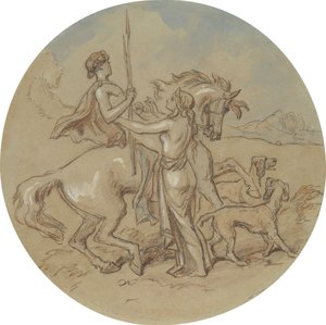 Eines von achtzehn Designs für eine Serie von Platten, die Venus und Adonis illustrieren von Hablot Knight Browne