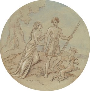 Eines von achtzehn Designs für eine Serie von Platten, die Venus und Adonis illustrieren von Hablot Knight Browne