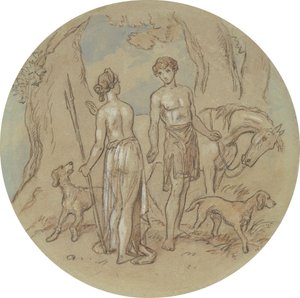 Eines von achtzehn Designs für eine Serie von Platten, die Venus und Adonis illustrieren von Hablot Knight Browne