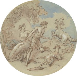 Eines von achtzehn Designs für eine Serie von Platten, die Venus und Adonis illustrieren von Hablot Knight Browne