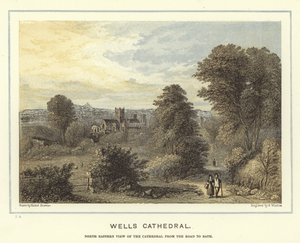 Wells Kathedrale, nordöstliche Ansicht der Kathedrale von der Straße nach Bath von Hablot Knight Browne
