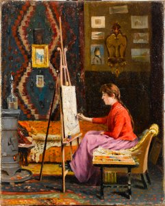 Mädchenmalerin in ihrem Atelier von Halil Pasha