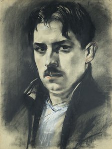Selbstporträt (Pastell mit weißen und roten Akzenten) von Han van Meegeren