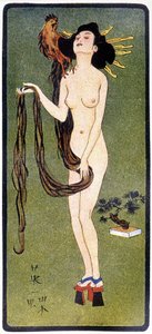 Junge Japanerin nackt - in „Japanische Puppe“ von Félicien Champsaur, ill. Hanafusa Itcho, Paris