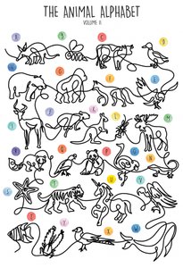 Tieralphabet Linienkunst