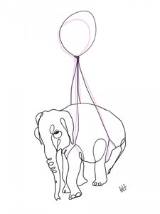 Elefant mit rosa Ballon