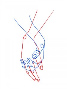 Händchenhalten Linienkunst