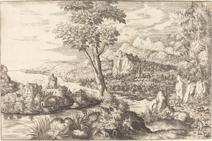 Landschaft mit drei Männern