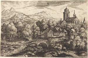Gebirgslandschaft mit einem Dorf