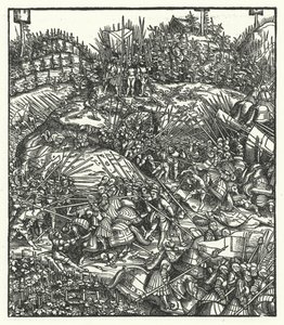 Erzherzog Maximilian von Österreich und seine Armee kämpfen gegen die Franzosen von Hans (after) Burgkmair