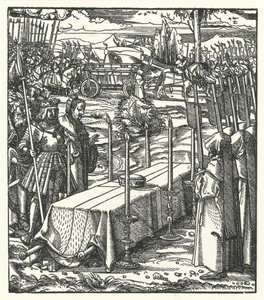 Erzherzog Maximilian von Österreich neben dem Sarg des ermordeten Louis de Bourbon, Fürstbischof von Lüttich