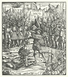 Hinrichtung der Anführer eines Aufstands gegen die Herrschaft von Erzherzog Maximilian von Österreich in Flandern von Hans (after) Burgkmair