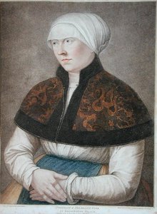 Porträt von Holbeins Frau, graviert von Francesco Bartolozzi (1727-1815) 1796