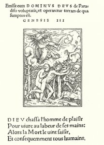 Die Vertreibung aus Eden (Gravur) von Hans (after) Holbein the Younger