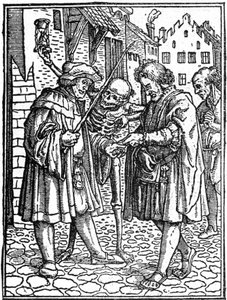 Der vorgetäuschte Tod von Hans Holbein dem Jüngeren: der Anwalt (Gravur)